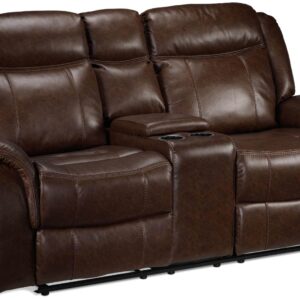 Scorpio Reclining Loveseat with Console - Whiskey Brown