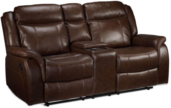 Scorpio Reclining Loveseat with Console - Whiskey Brown