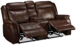 Scorpio Reclining Loveseat with Console - Whiskey Brown