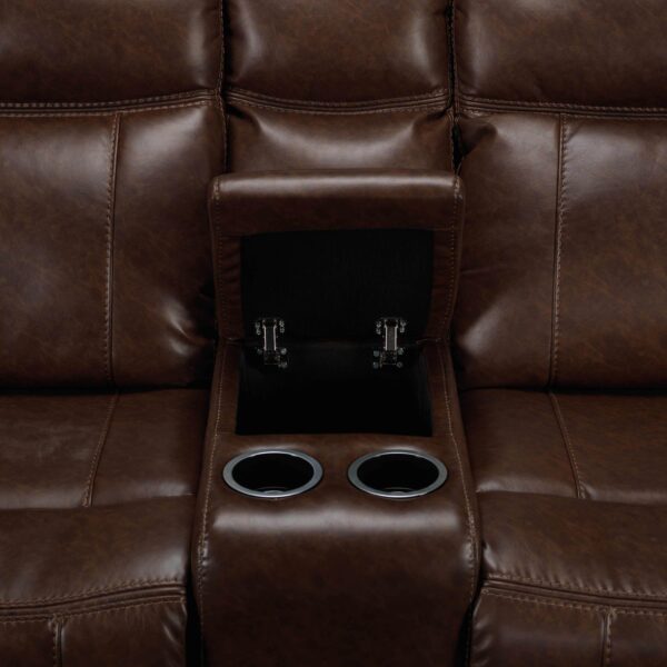 Scorpio Reclining Loveseat with Console - Whiskey Brown