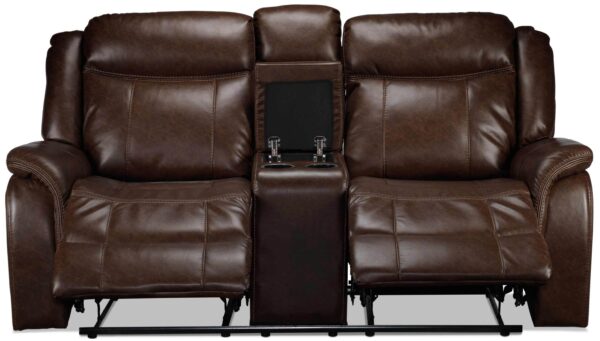 Scorpio Reclining Loveseat with Console - Whiskey Brown