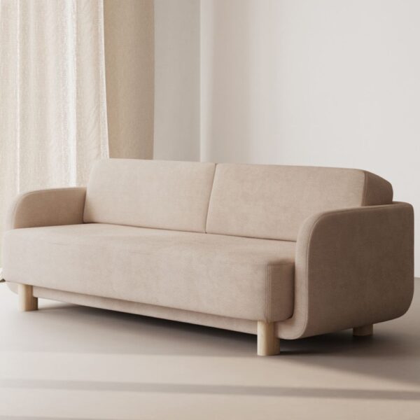 Clara Sleeper Couch. Pasha Dune. Oak Soap