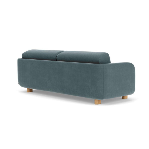 Clara Sleeper Couch. Forest Dust Blue. Oak