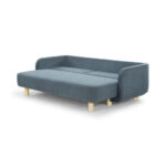 Clara Sleeper Couch. Forest Dust Blue. Oak