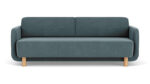 Clara Sleeper Couch. Forest Dust Blue. Oak