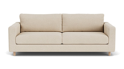 Dylan 3 Seater Couch. Pasha Dune. Oak Soap Legs